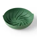 Reusable dark green silicone air fryer liner with swirl pattern and heat resistance - Dark Green - Large