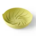 Light green round silicone air fryer pot liner with textured base for easy baking - Grass Green - Large