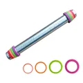 Adjustable stainless steel rolling pin with 4 colorful thickness rings for baking dough. - Multicolor Ring Rolling Pin