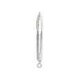 White silicone kitchen food tongs with stainless steel handle for cooking and serving - Food Clip