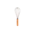 Durable gray silicone whisk with natural wooden handle for efficient kitchen cooking - Whisk / White