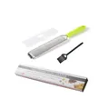 Multifunctional stainless steel cheese grater and lemon zester set with green handle and brush - Color Box (With Cleaning Brush) / Green