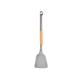 Professional grey silicone spatula with heat-resistant wooden handle for non-stick cooking - Spatula / White