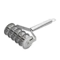 Professional 6-wheel stainless steel pastry cutter with wavy blades for dough slicing - Steel Handle