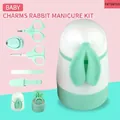 Professional 5-piece baby nail clipper and grooming kit in mint green rabbit case - Green and White / Five-Piece Set