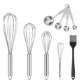Professional 6-piece stainless steel whisk and engraved measuring spoon set for baking - 6-Piece Set