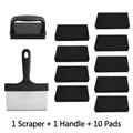 BBQ cleaning kit with 1 metal scraper, 1 handle holder and 10 scouring pads - 12-Piece Kit (Bagged)