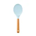 Eleganter Morandi-blauer Silikon-Reislöffel mit Holzgriff für beschichtete Töpfe und Pfannen - Reislöffel