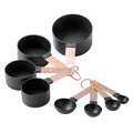 8-piece rose gold handle and black stainless steel measuring cup and spoon set for baking - Black Measuring Cup Spoon Set