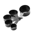 Professional 5-piece black plastic measuring cup set for baking with ml and cup scale - 5-Piece Measuring Cup Set / Black