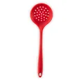 Mestolo forato in silicone rosso resistente al calore per pentole antiaderenti - Schiumarola