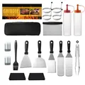 Professional stainless steel griddle accessory tool kit with storage bag for BBQ - 18-Piece Set