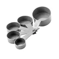 Professional grey plastic measuring cup and spoon set with clear embossed volume markings - 5-Piece Measuring Cup Set / Gray
