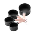 Set of 4 matte black measuring cups with rose gold copper handles for professional baking - Measuring Cups (4Pcs Set) / Black