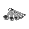 Durable grey plastic measuring spoon set with ring for baking and cooking tasks - Gray Measuring Spoons (6-Piece Set) / Gray