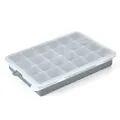 Gray 24-compartment silicone ice cube tray with a translucent lid for home freezer use. - 24 Grids With Lid / Light Gray