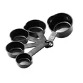 Professional black plastic measuring cup set with embossed scale marks for home baking - Black Measuring Cups (5-Piece Set) / Black