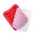 Red professional food-grade silicone sausage mold for baby food with lid accessory - Large Sausage Style (6 Cavity) / Red