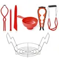 Complete 7-piece kitchen canning kit set including jar lifter, funnel, and rack - 7-Piece Set (Collapsible Funnel)