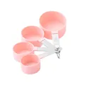 Set of 4 pink plastic measuring cups with engraved stainless steel handles for kitchen baking - Measuring Cups Only / Pink