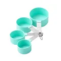 Set of 4 mint green plastic measuring cups with durable stainless steel handles for baking - Measuring Cups Only / Green