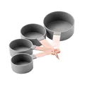 Professional 4-piece grey kitchen measuring cup set with elegant rose gold stainless steel handles - Measuring Cups (4Pcs Set) / Gray