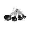 Set of 4 black measuring spoons with stainless steel handles for baking and cooking - Measuring Spoons Only / Black