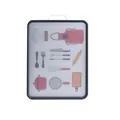 Tagliere a doppia faccia in acciaio inox 304 e plastica con motivi a cartoni animati - Motivo Strumenti da Cucina (CB4318) / 1 Pezzo