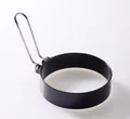 Round non-stick egg ring mold with foldable stainless steel handle for frying eggs and patties - Single Piece / Steel Handle