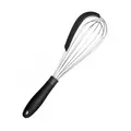 Versatile 2-in-1 stainless steel whisk with integrated black silicone spatula blade - Black