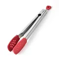 Pince de cuisine professionnelle en inox avec embouts en silicone rouge résistant - Type standard / Rouge