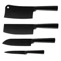 Set professionale di 4 coltelli da cucina in acciaio inox nero opaco con rivestimento - Combinazione di Coltelli a Lama Nera / Four-Piece Set