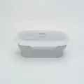 Premium portable light gray collapsible silicone lunch box with a clear leakproof lid - Lunch Box / Nordic Grey