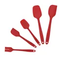 Professionelles 5-teiliges rotes Silikon-Spatel- und Backpinsel-Set für die Küche - Farbkarton / Rot