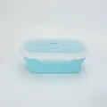 Portapranzo pieghevole in silicone azzurro con coperchio trasparente a chiusura - Scatola per pranzo / Blu
