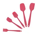 5-piece food-grade red silicone spatula and pastry brush set for kitchen baking - Color Box / Rose Red