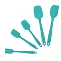 Teal 5-piece food-grade silicone spatula and basting brush set for baking and cooking - Color Box / Blue