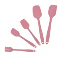 Premium 5-piece silicone spatula and brush set in dusty pink for professional baking - Color Box / Pink