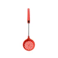 Red silicone slotted spoon with stainless steel handle for non-stick cookware kitchenware - Skimmer / Red