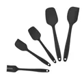 5-teiliges hitzebeständiges schwarzes Silikon-Spatel- und Ölpinsel-Set für professionelles Backen - Farbkarton / Schwarz
