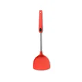 Professional red silicone kitchen spatula with stainless steel handle for non-stick pans - Solid Turner / Red