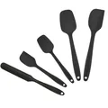 Schwarzes 5-teiliges Silikon-Teigschaber-Set für lebensmittelechtes Backen und Mischen - OPP-Beutel / Schwarz