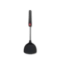 High-heat resistant black silicone spatula for non-stick cookware with red accent handle - Solid Turner / Black