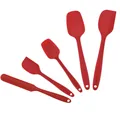 Fünfteiliges rotes Silikon-Spatel-Set in Lebensmittelqualität zum Backen und Mischen - OPP-Beutel / Rot