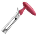 Professional stainless steel apple corer with ergonomic red T-handle and serrated blade - Red