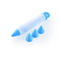 Food grade silicone piping pen set for cake decorating with three extra nozzles - Blue