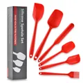 Heat-resistant 6-piece red silicone spatula and pastry brush set in professional black box - Small Scraper / Red