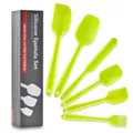 Professional 6-piece lime green silicone spatula and oil brush set in elegant box - Small Scraper / Green