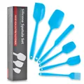 Professional 6-piece blue silicone spatula and oil brush set for baking and cooking - Small Scraper / Blue