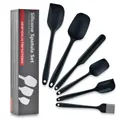 6-piece black heat-resistant silicone spatula and brush set for professional baking - Small Scraper / Black